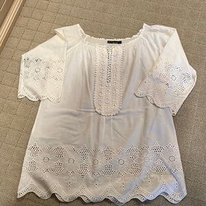 White lace eyelet cover up